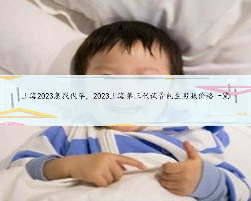 上海2023急找代孕，2023上海第三代试管包生男孩价格一览